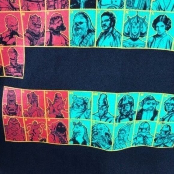 PERIODIC Table Of Star Wars Black short sleeve T-shirt size large tee - Picture 7 of 8